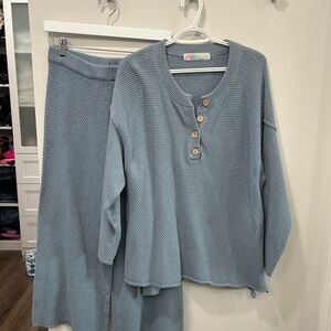 FREE PEOPLE Hailee sweater set-small Henley top & pants set- like new worn once